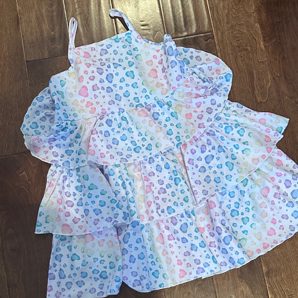 Colorful Heart Print Kids Casual Dress